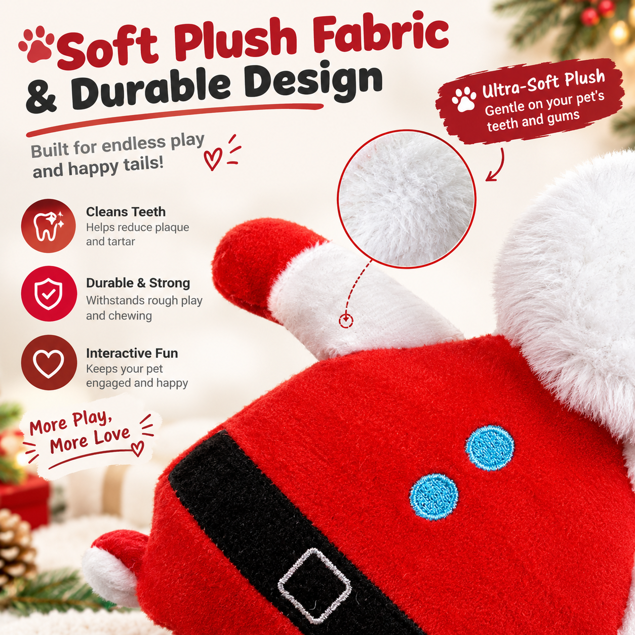 Christmas Plush Squeaky Dog Toy Set - Image 3