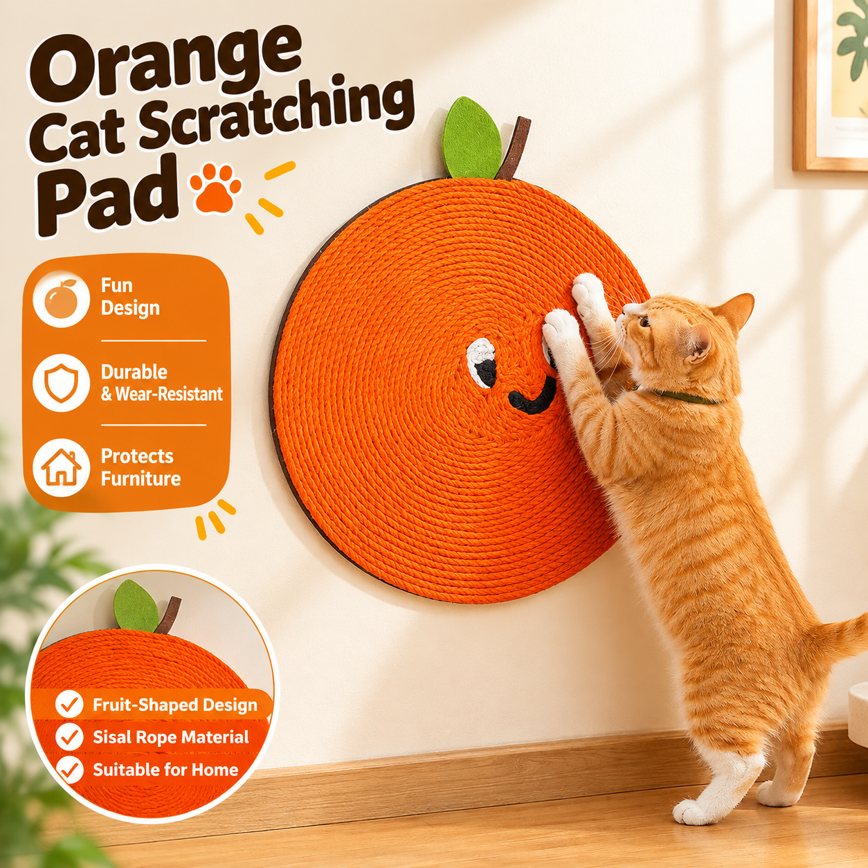 Wall-Mounted Fruit Cat Scratching Pad - Image 4