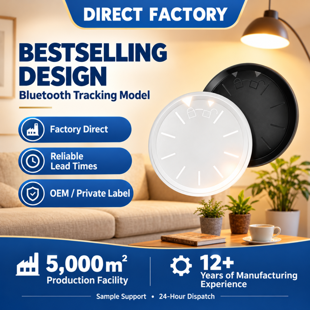 Bluetooth tracking device, round smart anti-lost tag, factory direct supply with OEM service, finder tracker for belongings and pets