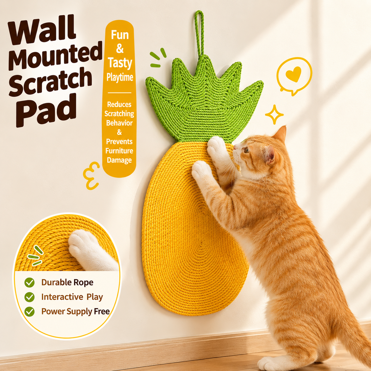 Wall-Mounted Fruit Cat Scratching Pad - Image 3
