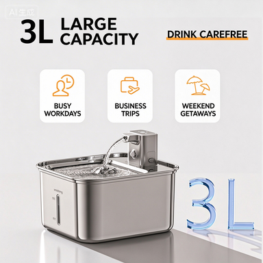 304 Stainless Steel Smart Pet Water Fountain – Wireless, Cordless, Automatic Circulating Water with Motion Sensor for Cats and Dogs - Image 2