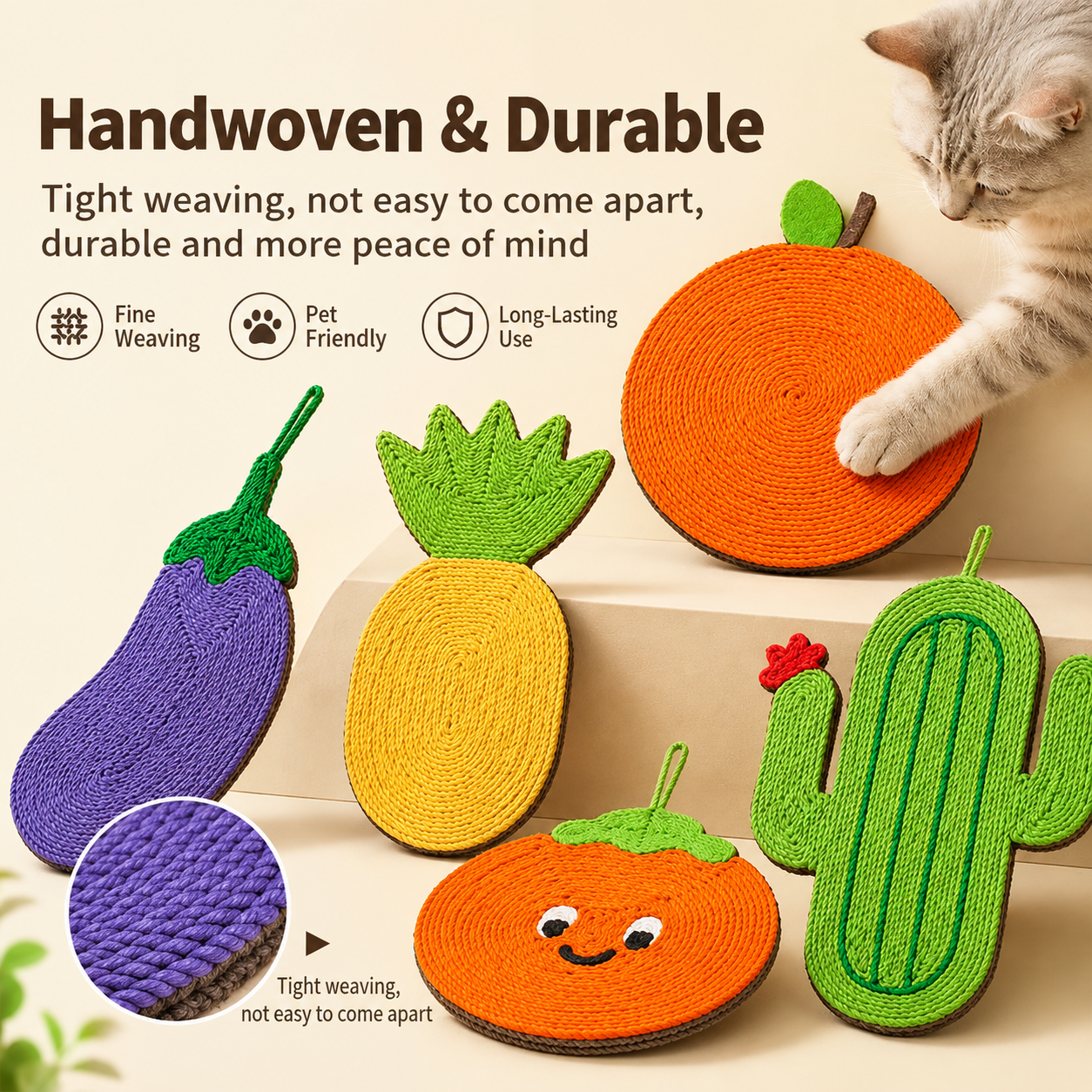 Wall-Mounted Fruit Cat Scratching Pad