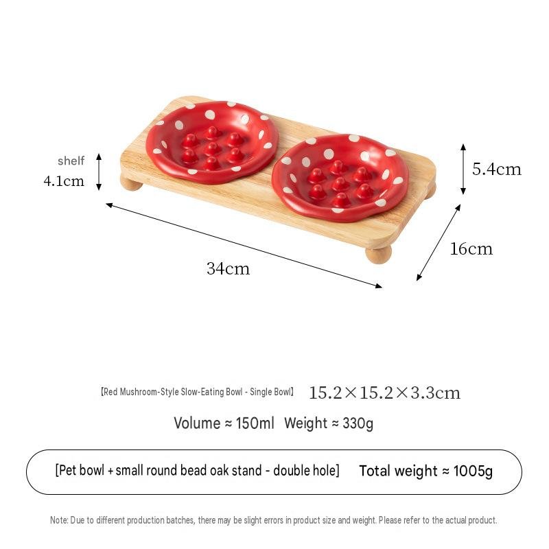 Ceramic Mushroom Pet Feeder & Elevated Water Dish - Image 9