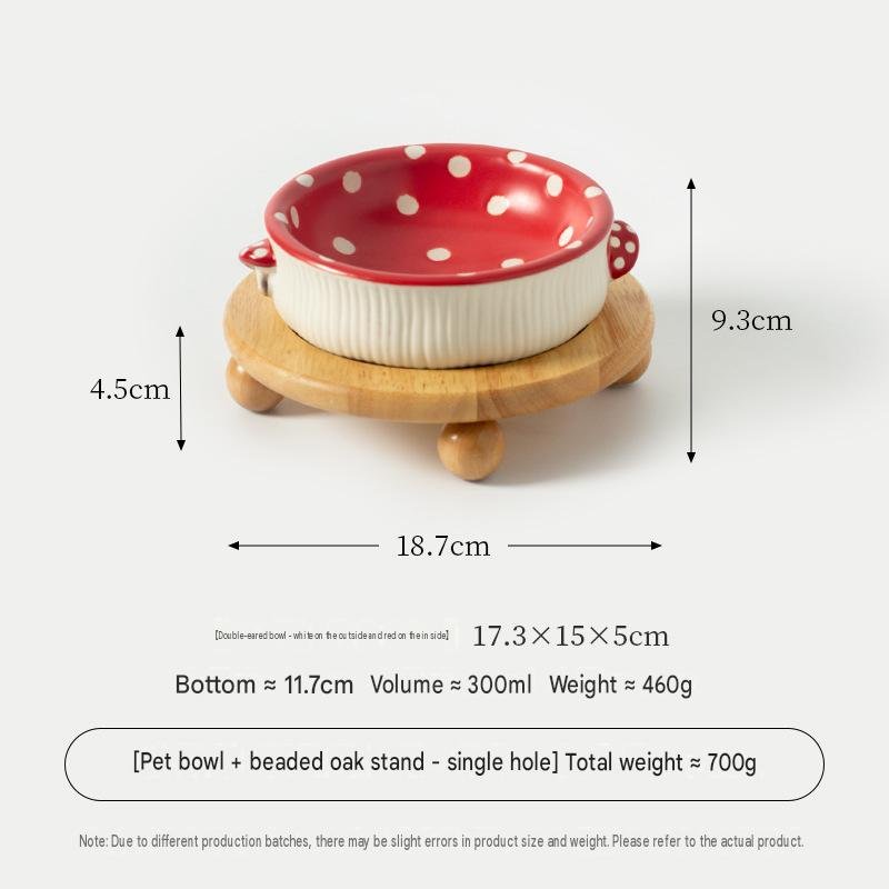 Ceramic Mushroom Pet Feeder & Elevated Water Dish - Image 7