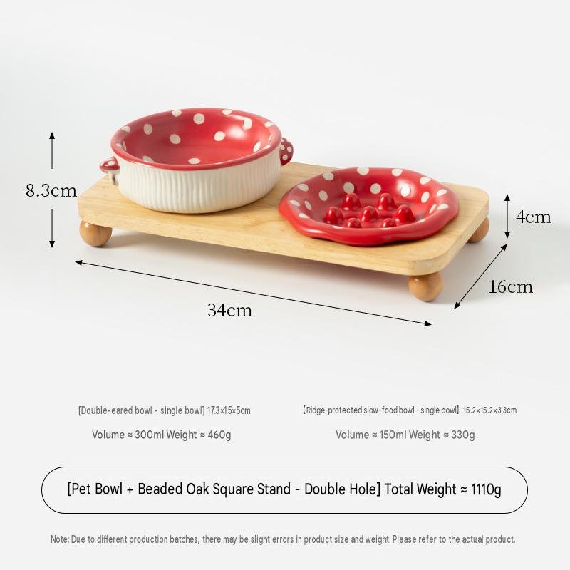 Ceramic Mushroom Pet Feeder & Elevated Water Dish - Image 10