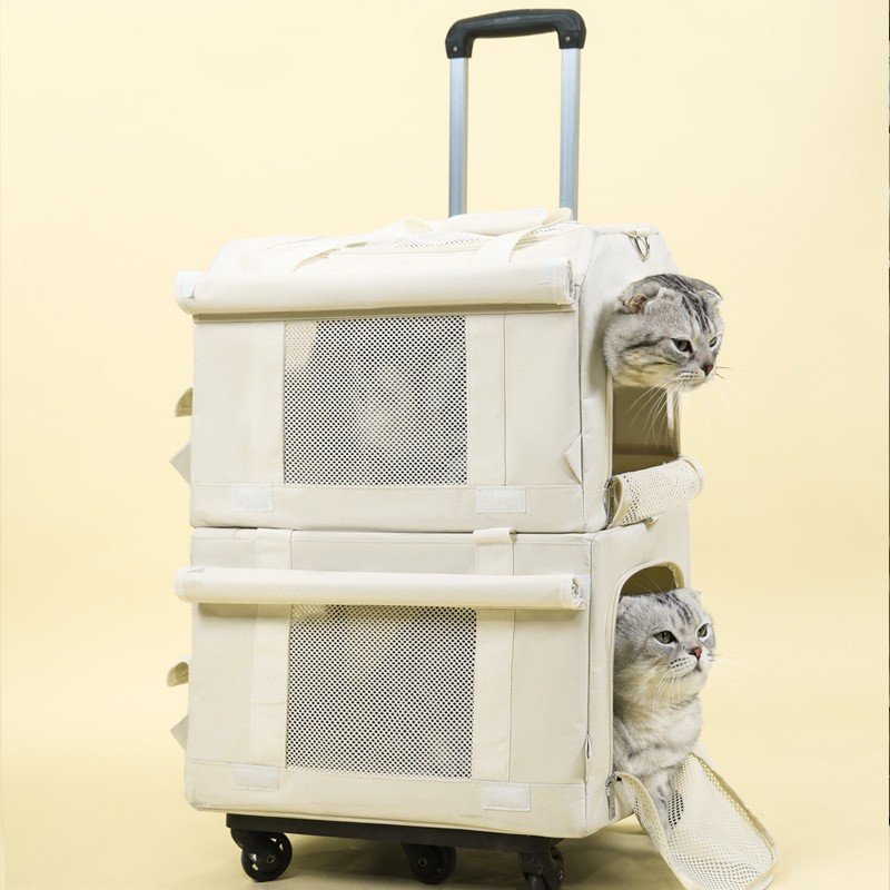 Double-Layer Detachable Pet Trolley Bag