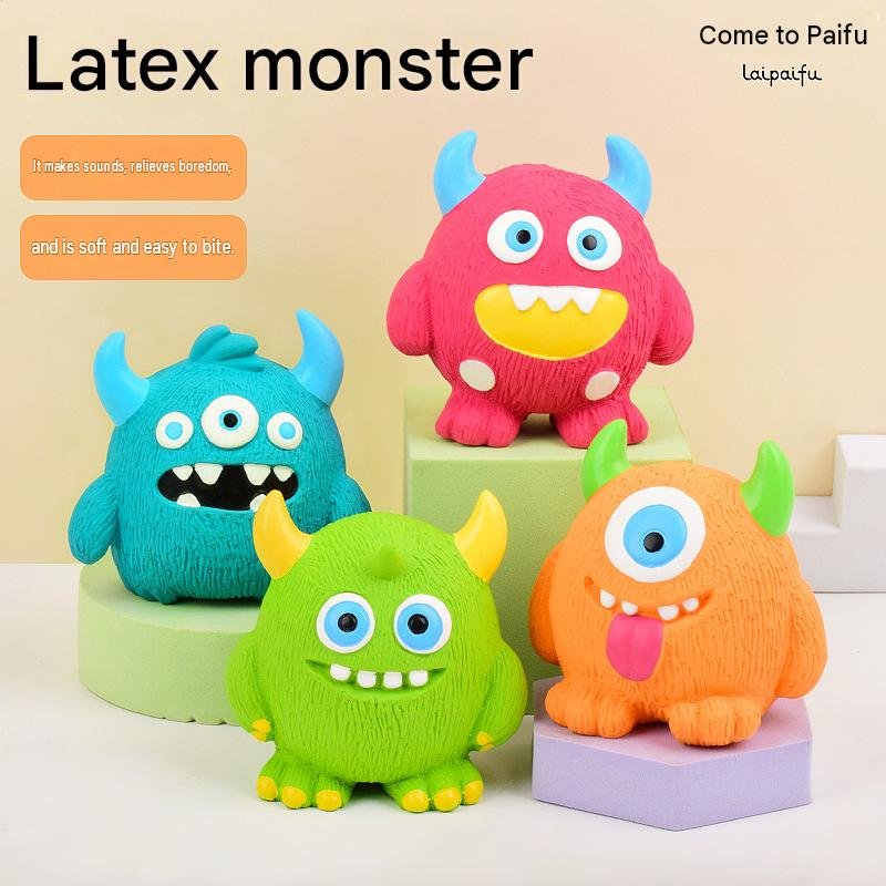 Squeaky Latex Monster Dog Toys – Soft Teething Chew Toys for Puppies & Small Dog