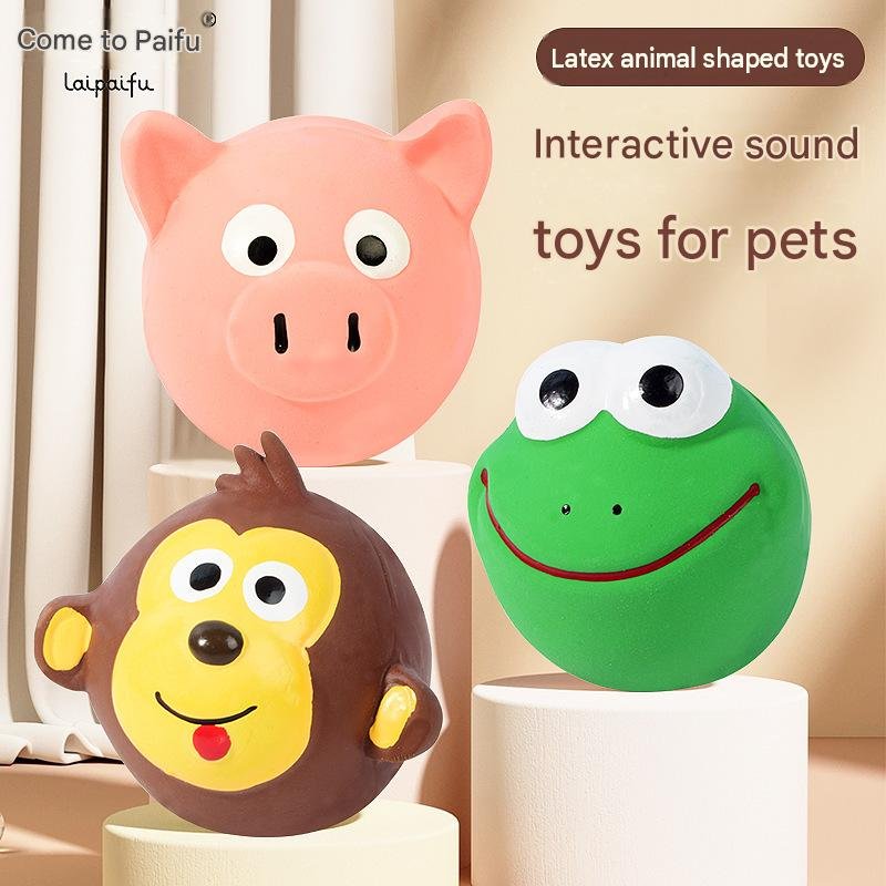 Squeaky Latex Animal Head Dog Toys
