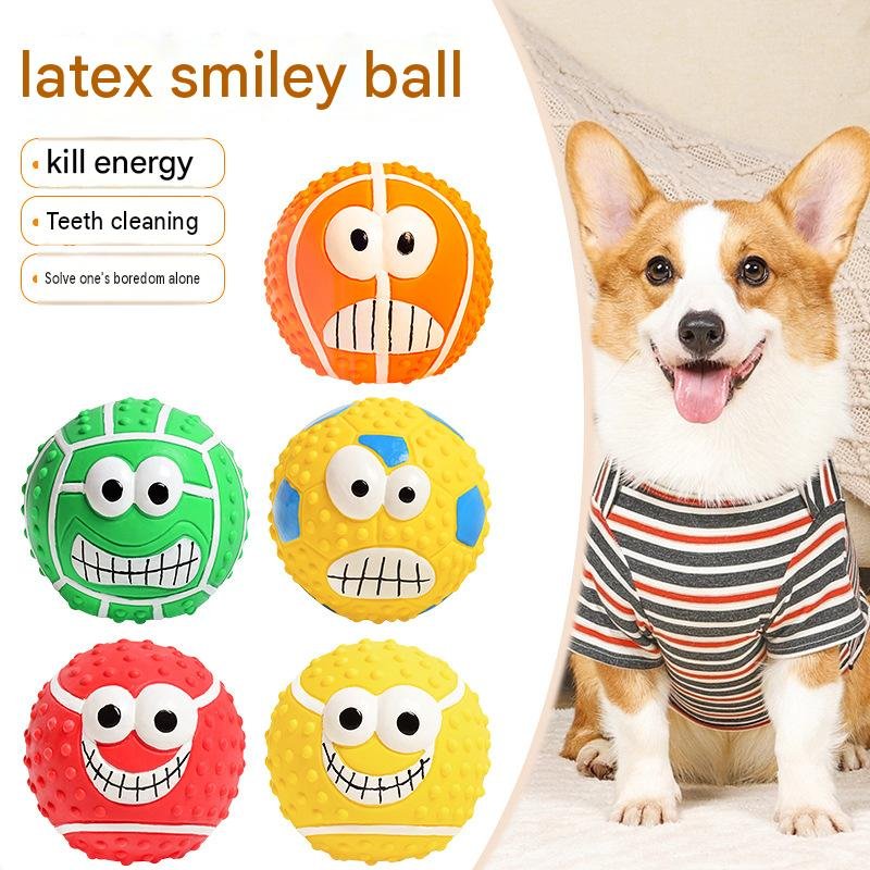 Squeaky Latex Smiley Sports Dog Balls