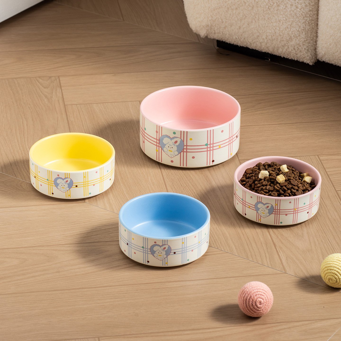 Ceramic Bunny Cat Bowl Compatible with Heating Warmer Pad - Image 2