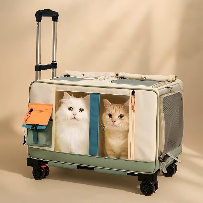 Multi-Functional 360° Rolling Pet Trolley Backpack & Carrier for Cats and Small Dogs