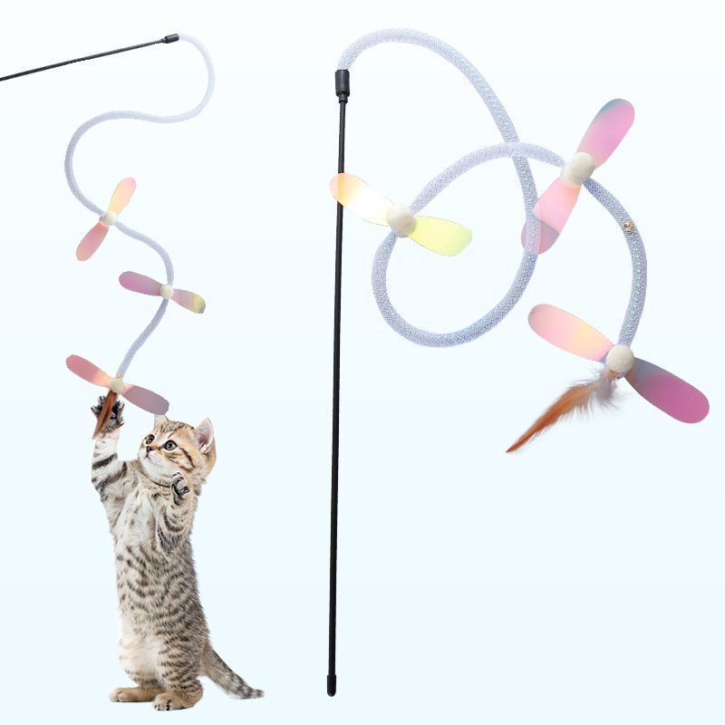 Natural Wood Pole Cat Teaser Wand