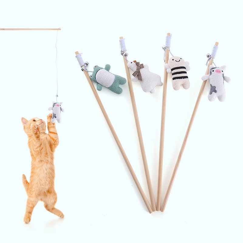 Natural Wood Cat Teaser Wand with Internal Catnip Sachet - Image 3