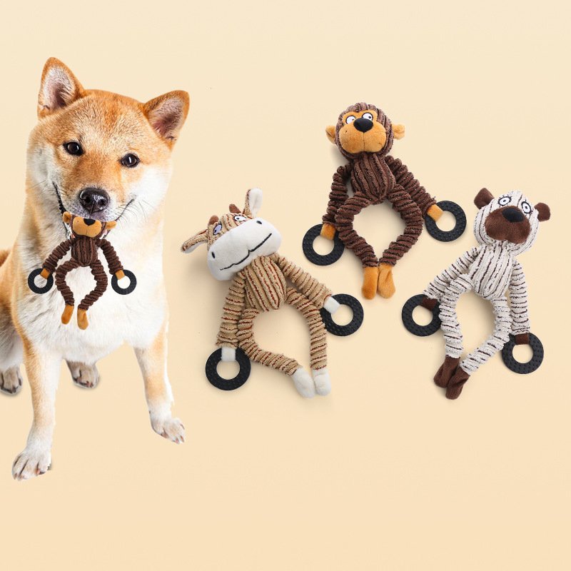 Squeaky Plush Dog Toy with Teething Ring