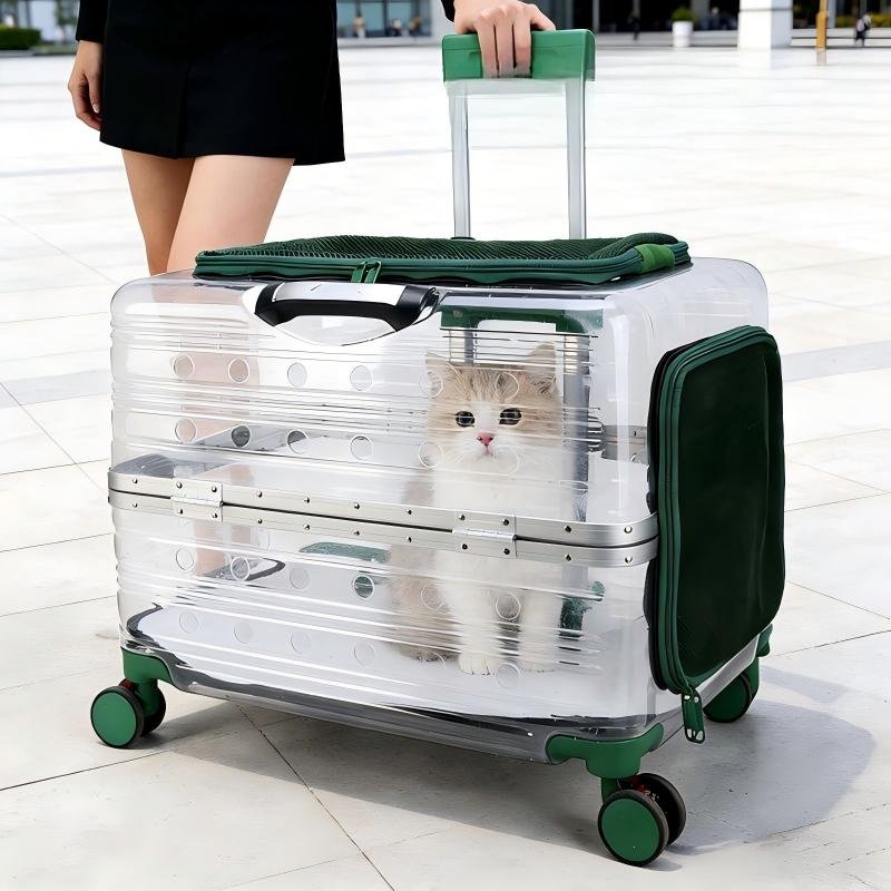 Transparent Rolling Pet Trolley Suitcase