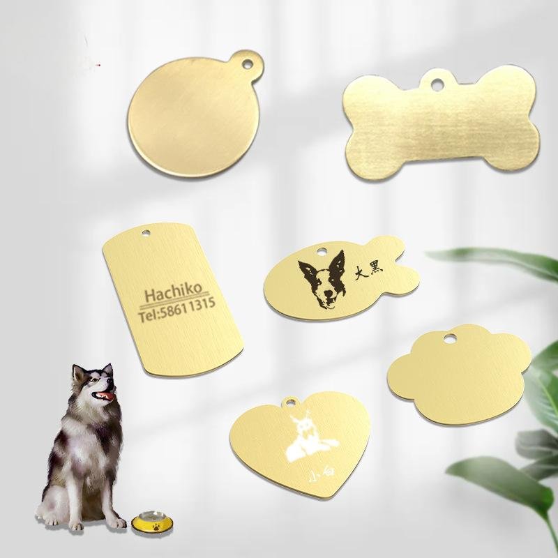 Personalized Brass Dog ID Tag with Custom Engraved Pet Name & Phone Number