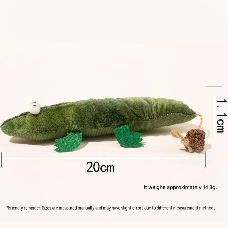 Plush Alligator Cat Kicker Toy with Catnip & Natural Gall Fruit Chew Tail - Image 2