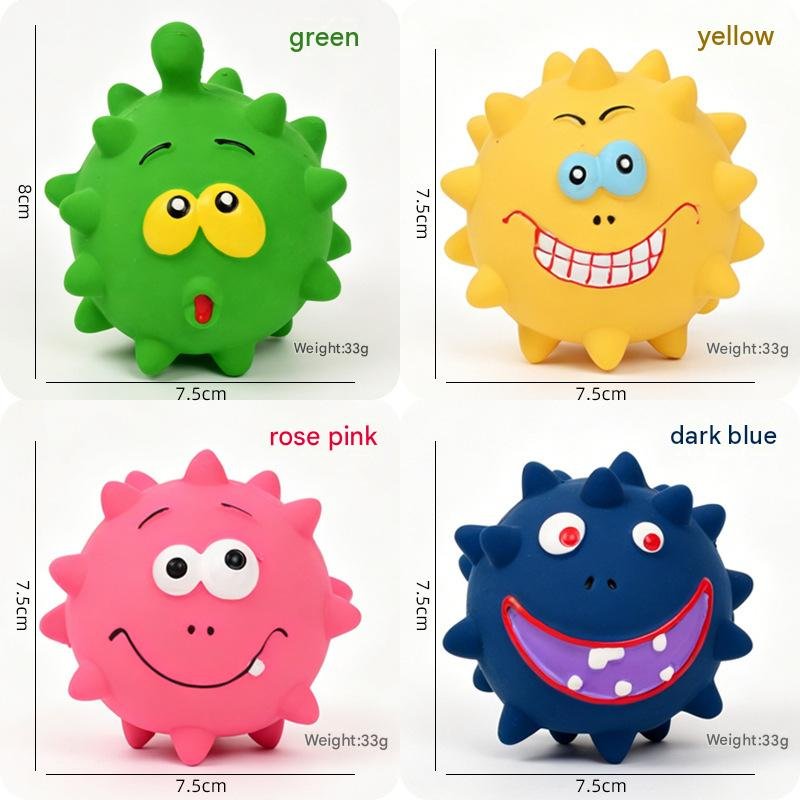 Interactive Monster Latex Dog Chew Toy – Soft Spiky Dental Ball with Built-In Squeaker - Image 2