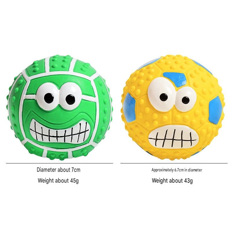 Squeaky Latex Smiley Sports Dog Balls - Image 2