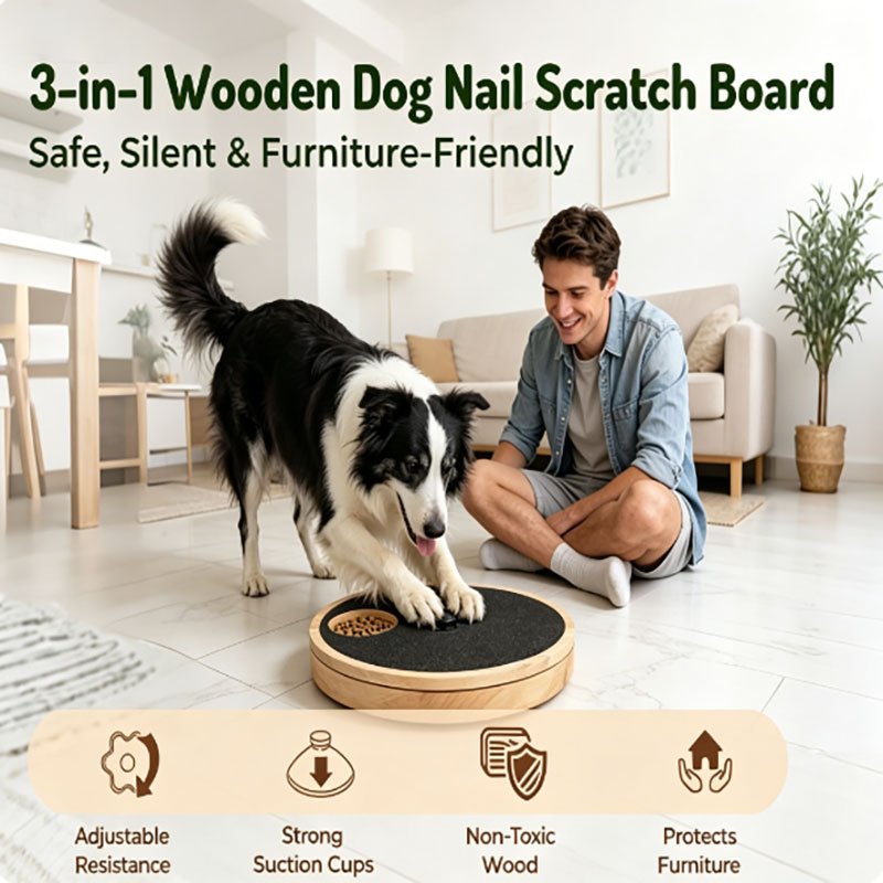 3-in-1 Wooden Dog Nail Scratch Board