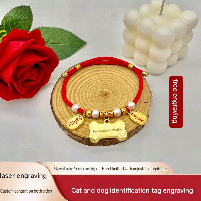 Personalized Hand-Braided Pet Collar with Custom Engraved ID Tag