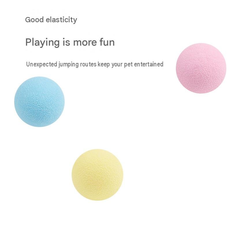 Silent Bouncy Ball Cat Toys (Pack of 3: Yellow, Pink, Blue) - Image 3