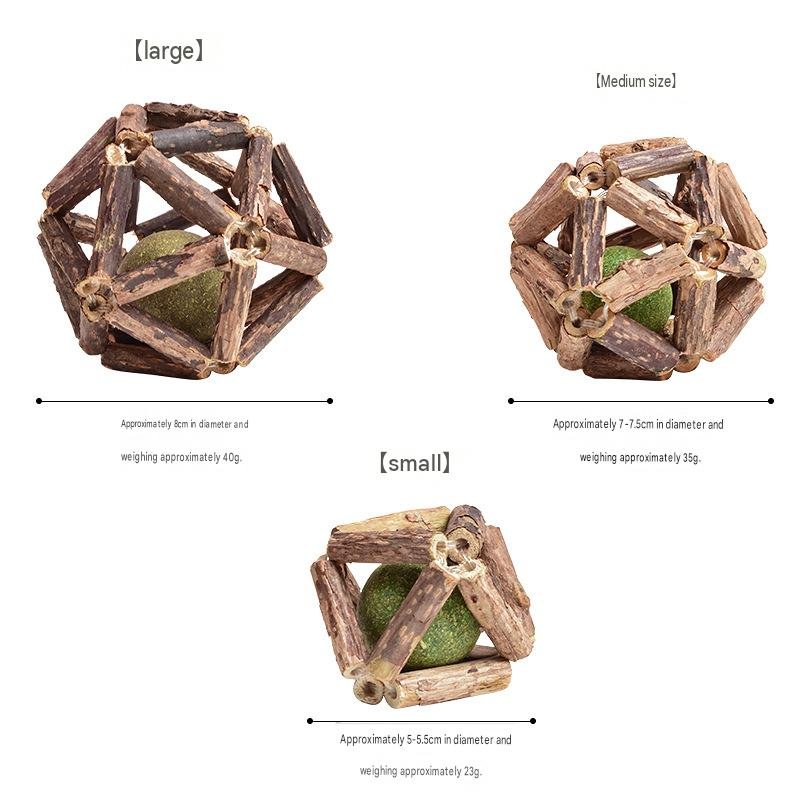 Natural Silvervine Cage Ball with Compressed Catnip – Dental Chew Toy for Cats - Image 2