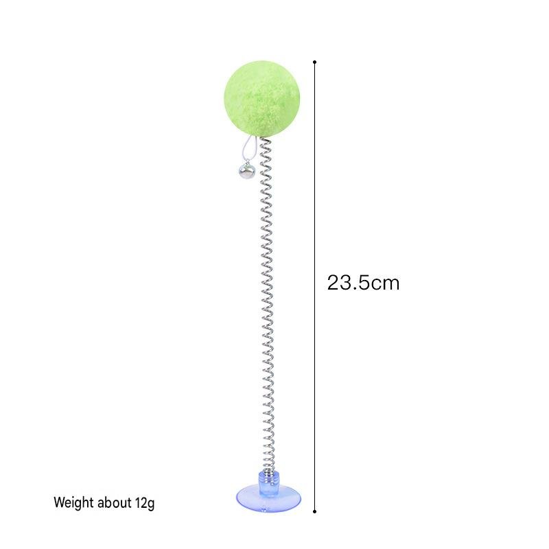 Suction Cup Bouncy Cat Toy – Elastic Spring Fur Ball Toy with Jingle Bell - Image 2