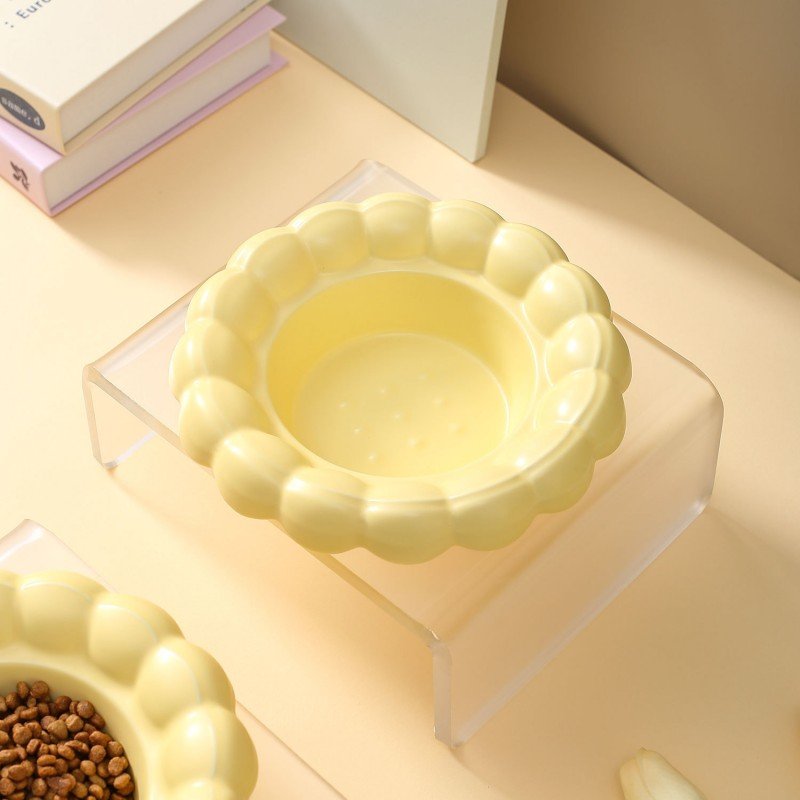 Raised Ceramic Biscuit Pet Bowl Set with Acrylic Stand - Image 3