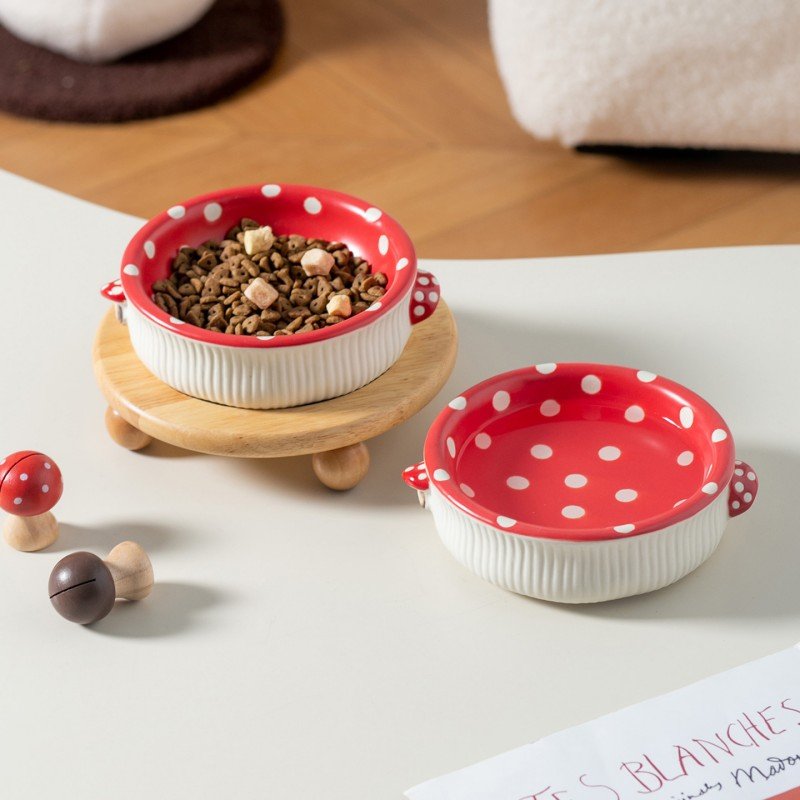 Ceramic Mushroom Pet Feeder & Elevated Water Dish - Image 3