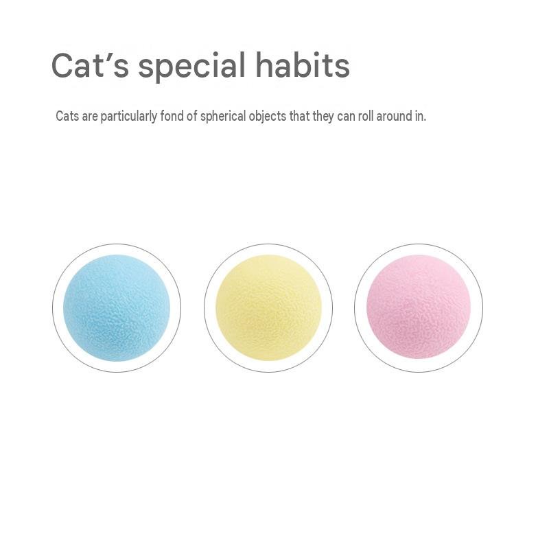 Silent Bouncy Ball Cat Toys (Pack of 3: Yellow, Pink, Blue) - Image 4