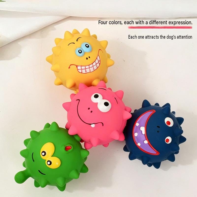 Interactive Monster Latex Dog Chew Toy – Soft Spiky Dental Ball with Built-In Squeaker - Image 4