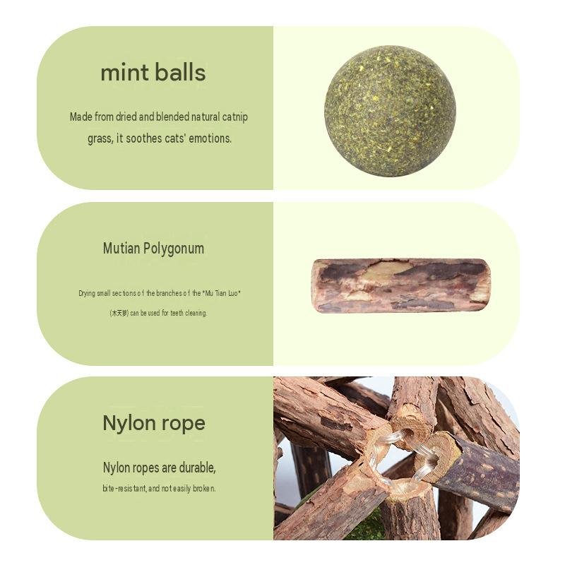 Natural Silvervine Cage Ball with Compressed Catnip – Dental Chew Toy for Cats - Image 4