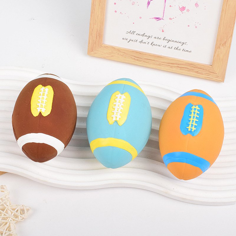Squeaky Latex Football Dog Toy – Soft Teething Chew Ball for Puppies & Small Dogs - Image 5