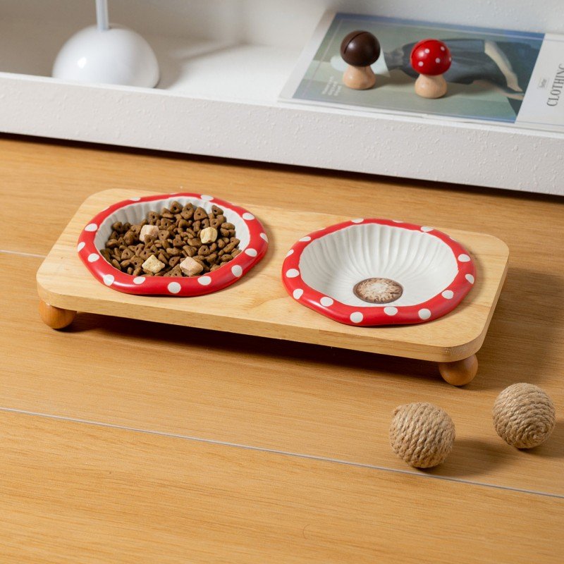 Ceramic Mushroom Pet Feeder & Elevated Water Dish - Image 4