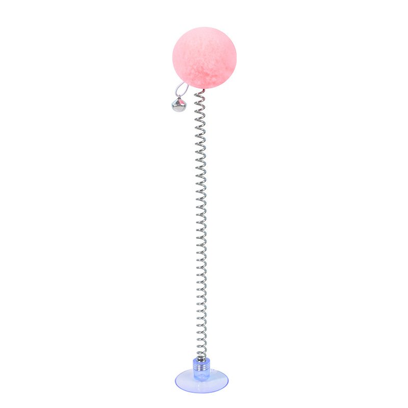 Suction Cup Bouncy Cat Toy – Elastic Spring Fur Ball Toy with Jingle Bell - Image 5