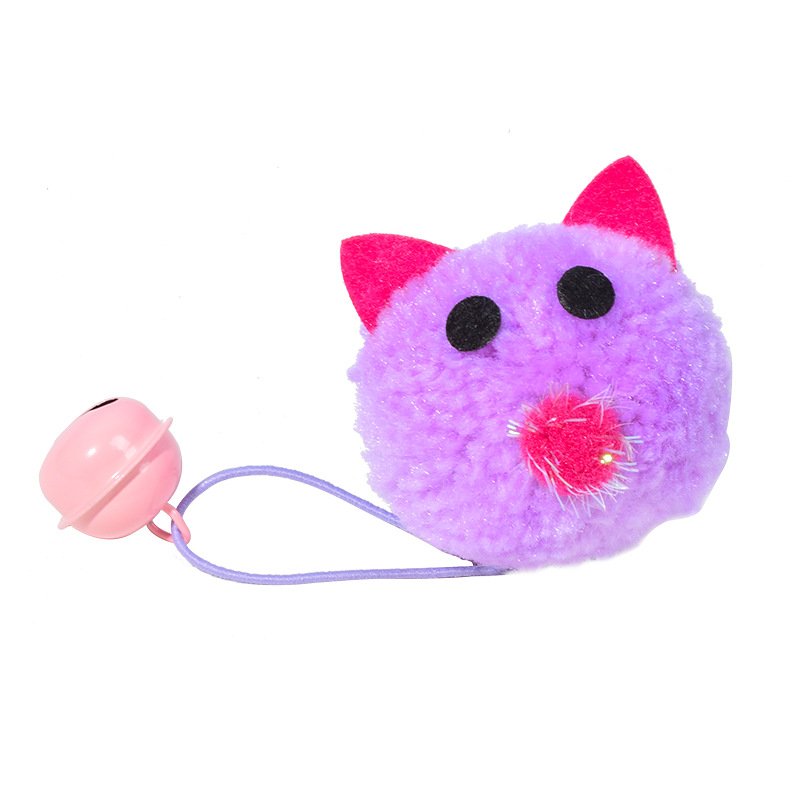 Plush Pom-Pom Mouse Cat Toy with Elastic Cord & Jingle Bell - Image 5
