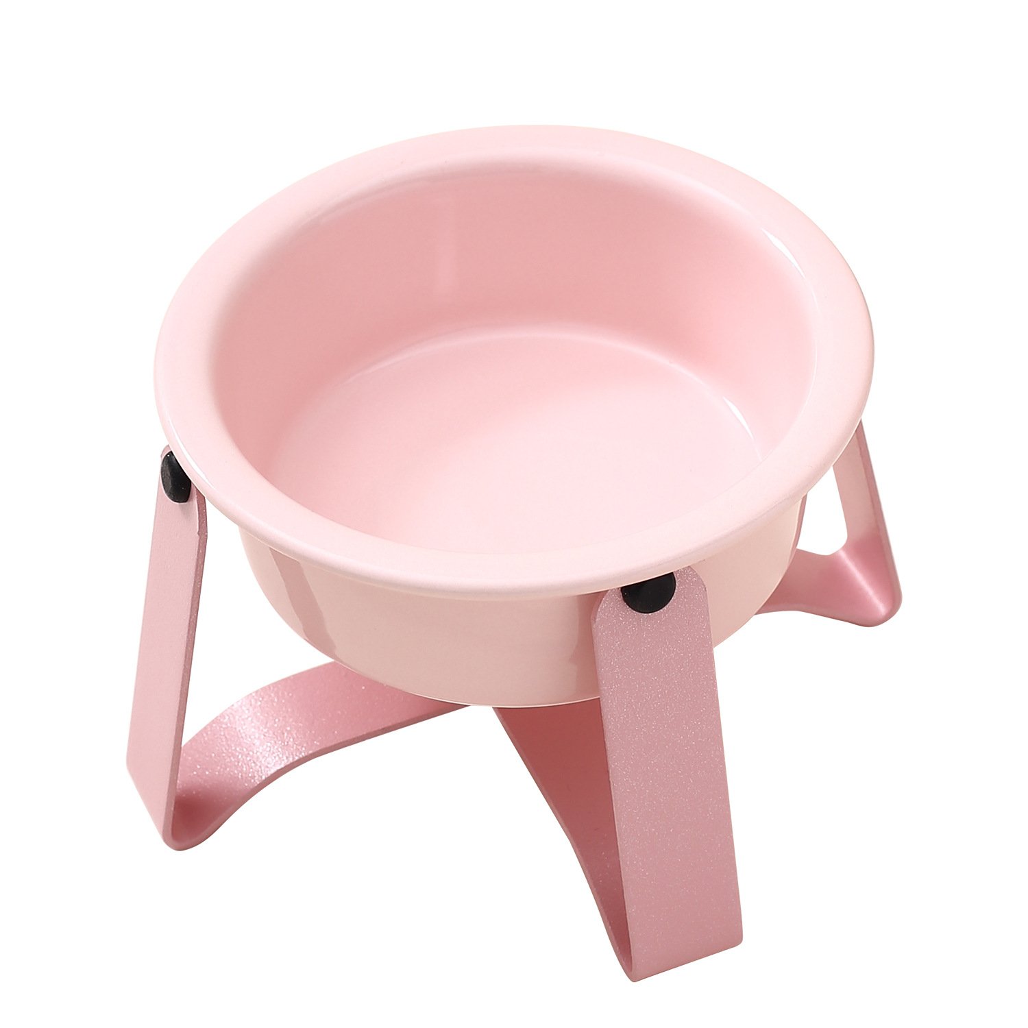 Raised Ceramic Cat Food Bowl with Color-Matched Metal Stand - Image 5