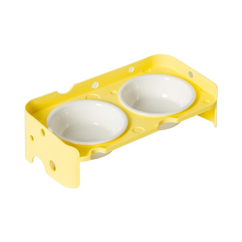Raised Tilted Cat Food and Water Bowl Set with Double Plastic Riser - Image 5
