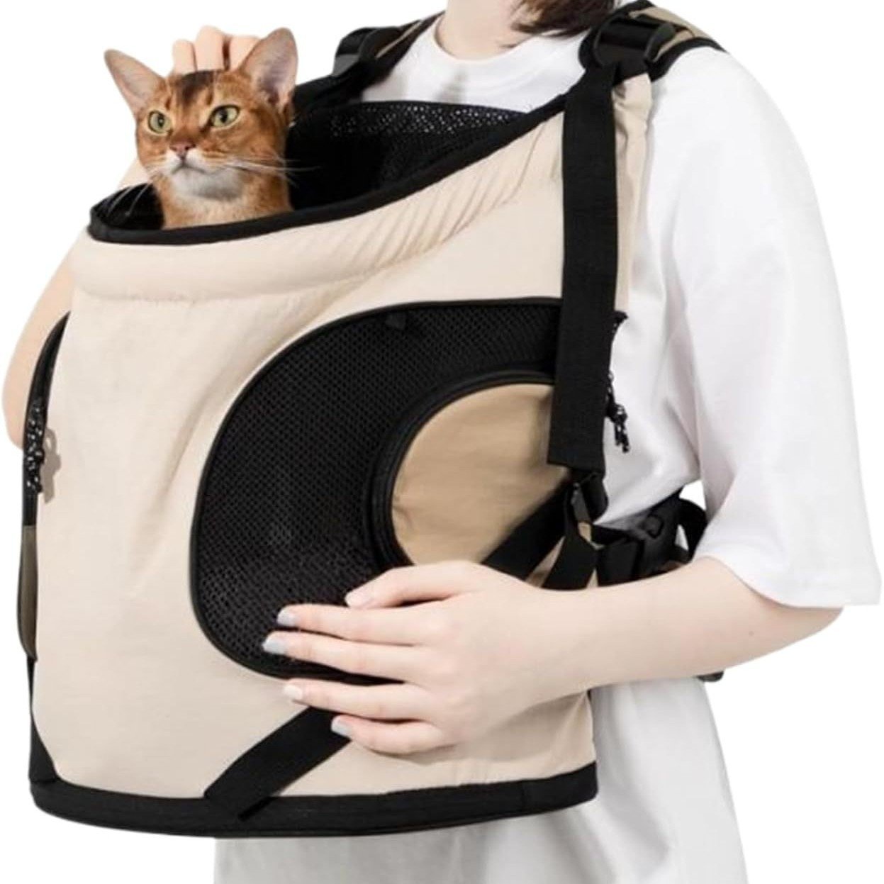 Cat Backpack Carrier - Breathable Mesh Pet Travel Bag with Adjustable Straps