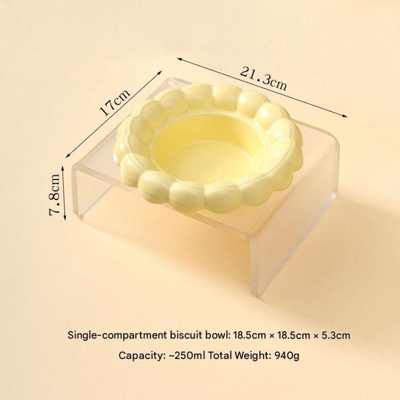 Raised Ceramic Biscuit Pet Bowl Set with Acrylic Stand - Image 6