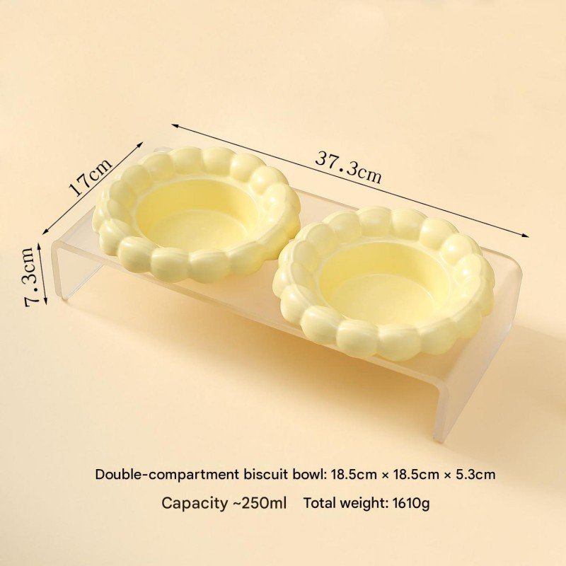 Raised Ceramic Biscuit Pet Bowl Set with Acrylic Stand - Image 5