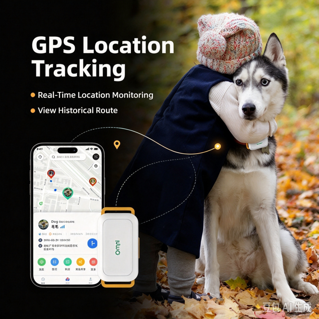GPS pet tracker, real-time location monitoring, historical route playback, anti-lost tracking device for dog and cat collars