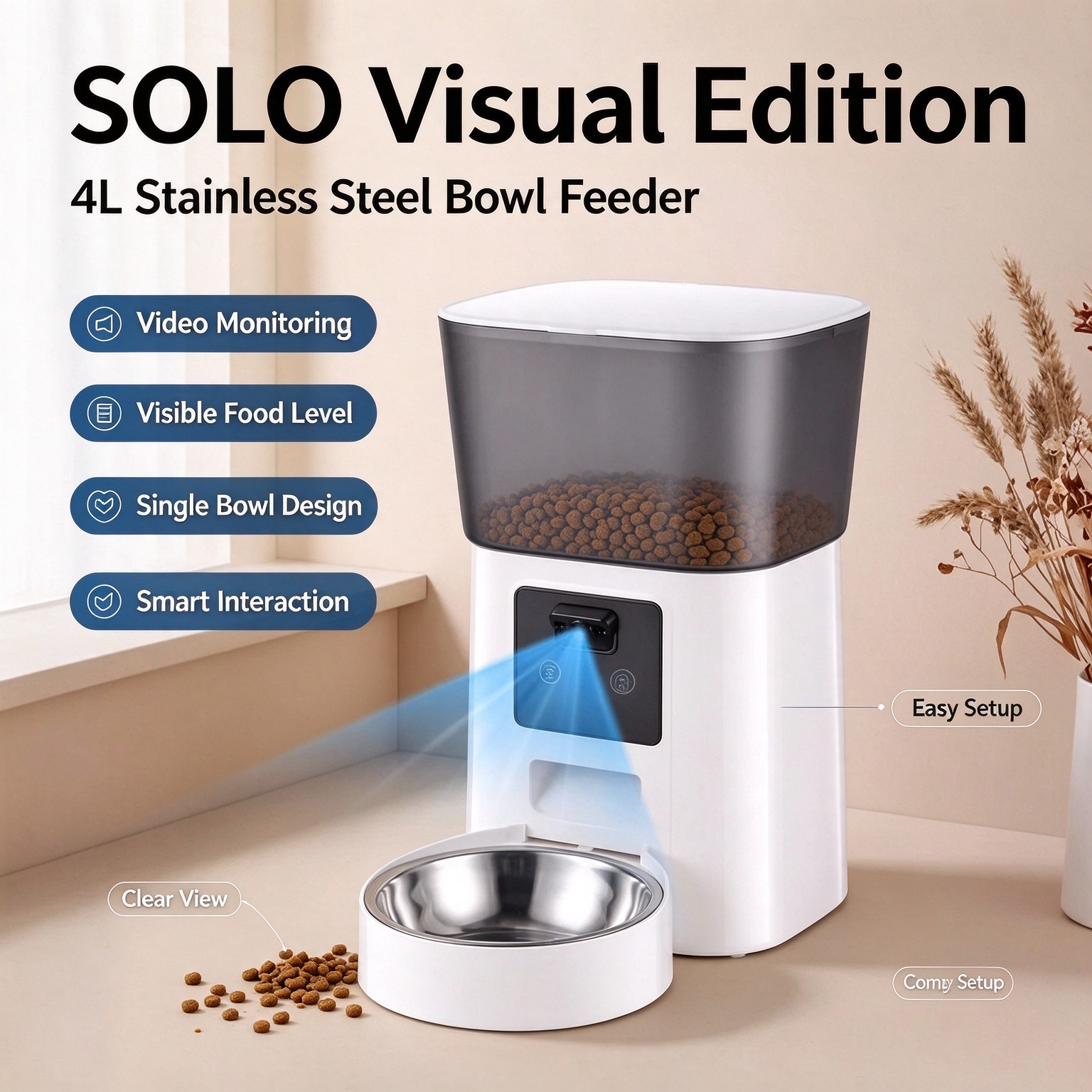 Smart Automatic Pet Feeder: Large-Capacity Unit with Camera for Remote, Scheduled, and Portion-Controlled Feeding of Cats and Dogs - Image 6