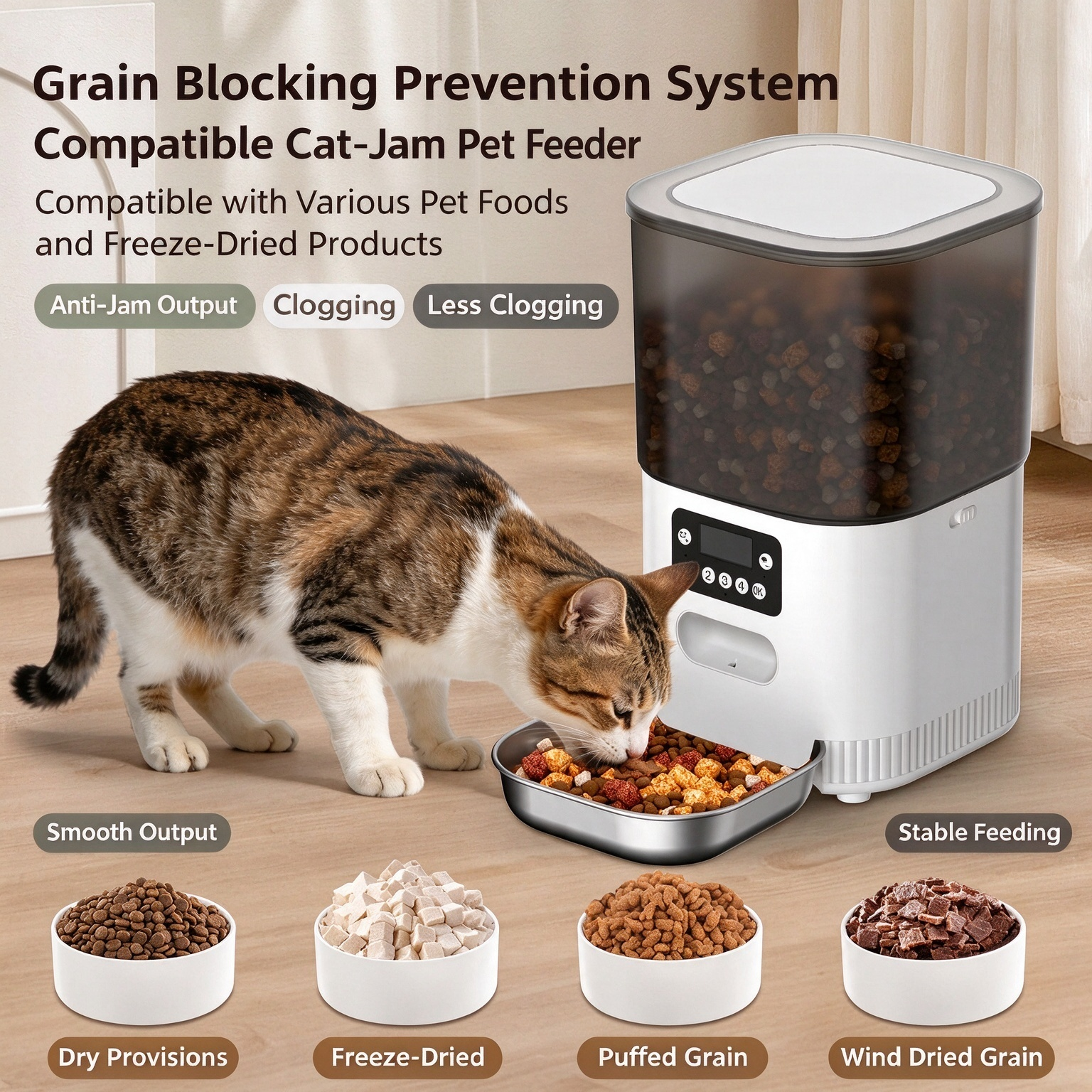 Smart Multi-Bowl Automatic Pet Feeder (4L) – App-Controlled & Button-Operated Meal Dispenser for Cats and Dogs (Suitable for Multi-Pet Households) - Image 5