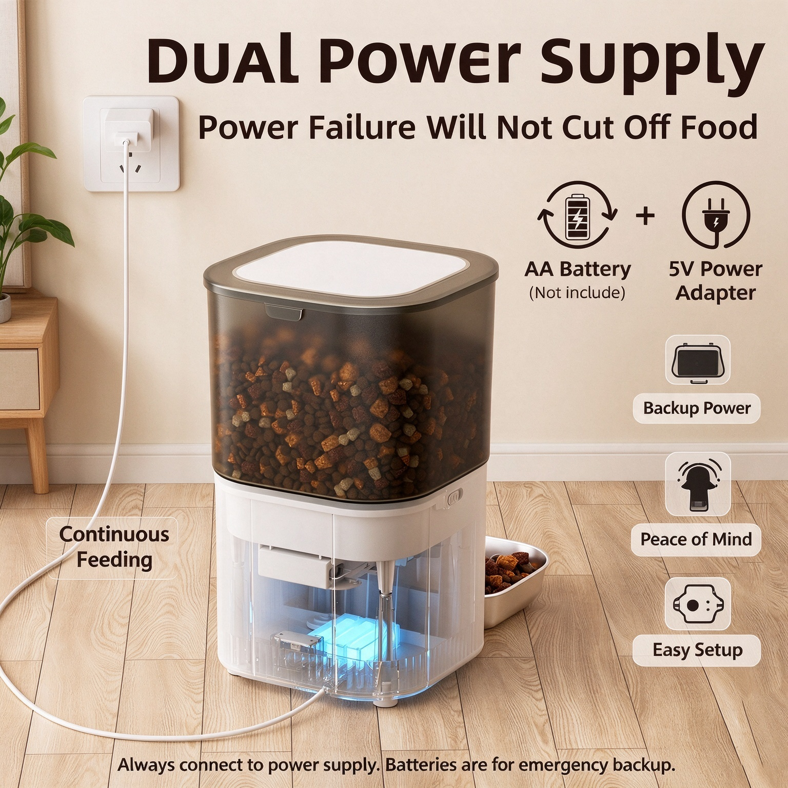 Smart Multi-Bowl Automatic Pet Feeder (4L) – App-Controlled & Button-Operated Meal Dispenser for Cats and Dogs (Suitable for Multi-Pet Households) - Image 7