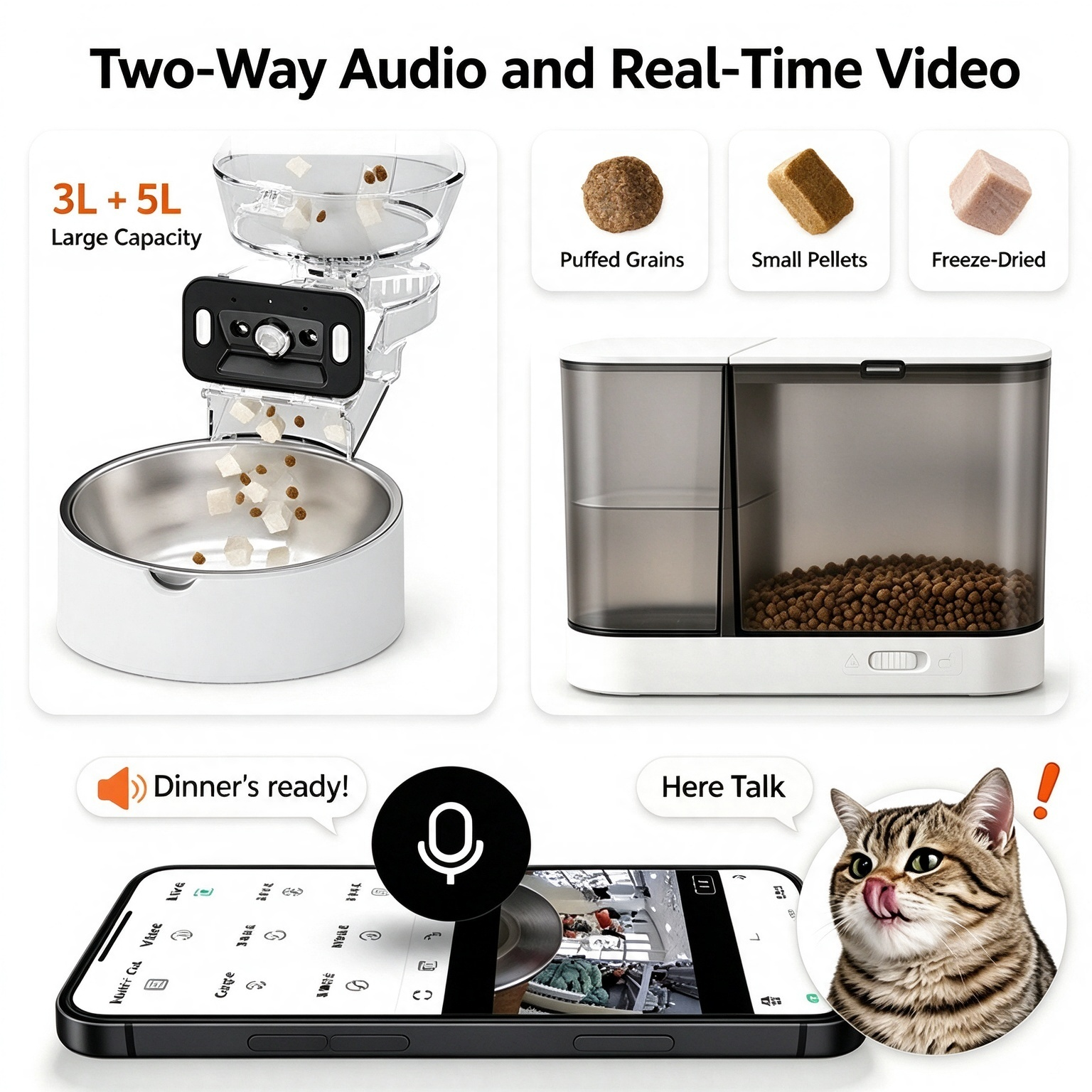 Smart Automatic Pet Feeder with Camera, Timer, and Integrated Water Dispenser (for Cats and Dogs) - Image 7