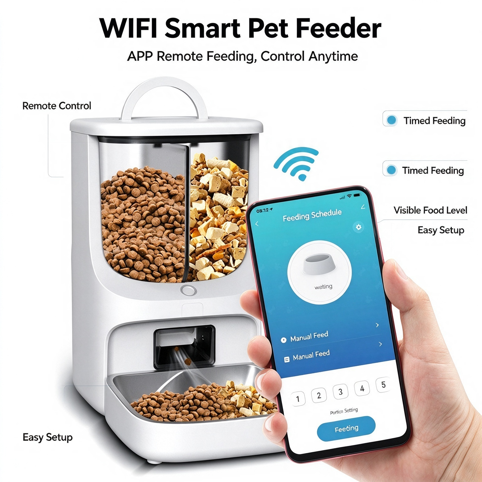 Smart Wi-Fi Pet Feeder with Remote Video Control - Image 2