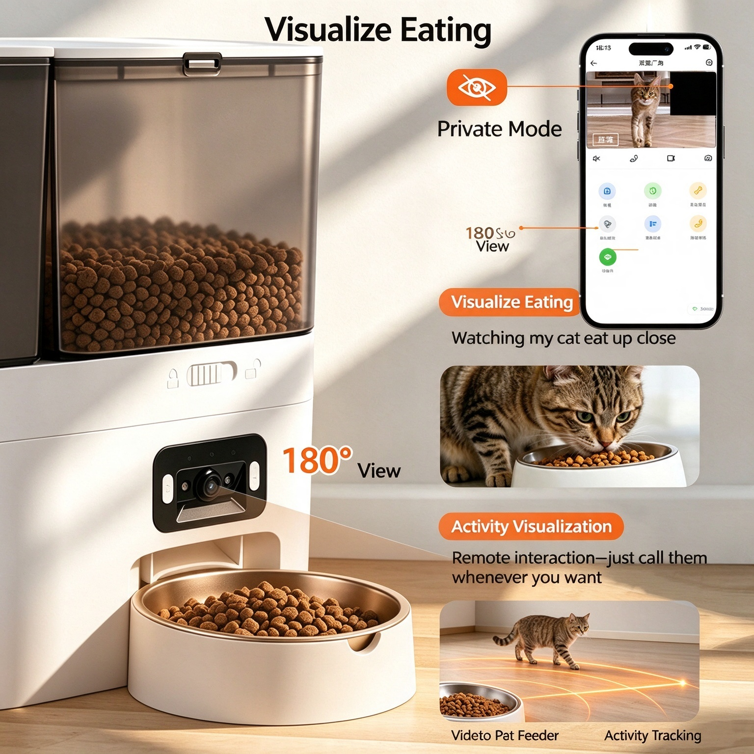 Smart Automatic Pet Feeder with Camera, Timer, and Integrated Water Dispenser (for Cats and Dogs) - Image 8