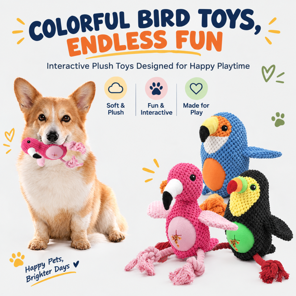 Multi-Texture Squeaky Bird Dog Toy
